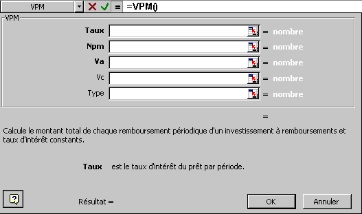 Fen�tre pour la fonction VPM